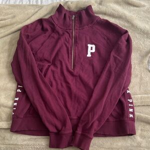 PINK Victoria's Secret Burgundy Zip-Up Sweater
